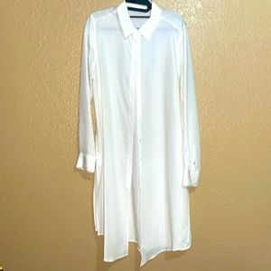 Foxcroft White Long Button Up